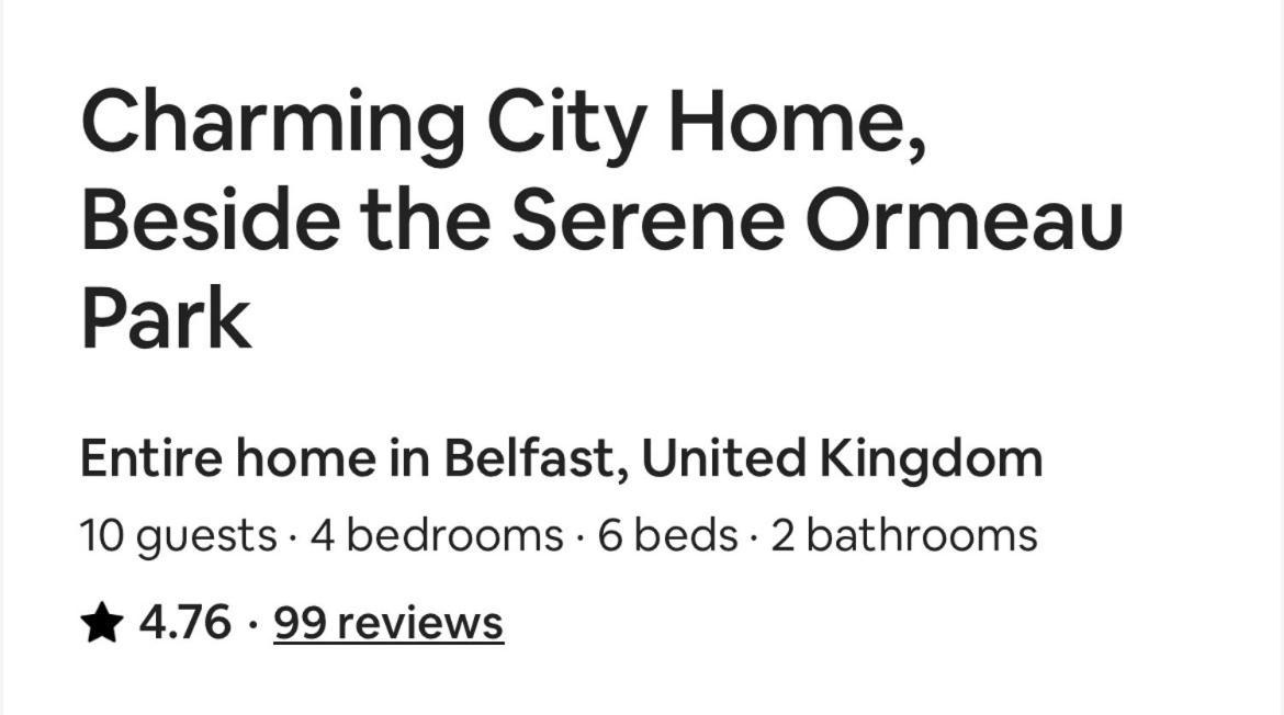 Charming City Home, Beside The Serene Ormeau Park Belfast Esterno foto